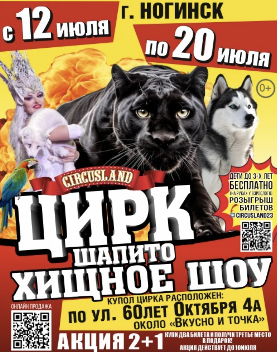 Цирк Circusland в г.Ногинск с 12 по 20 июля 2025